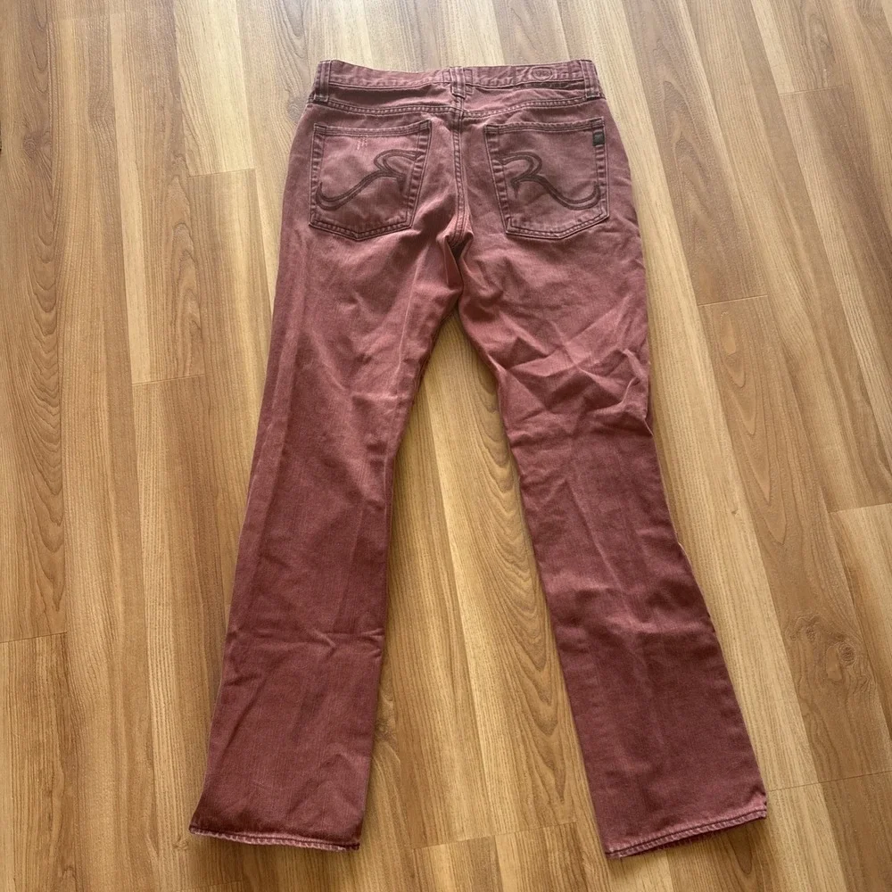 Vintage Rock & Republic Colburg Straight Jeans 33x32 Burnt Dark Red Denim Street - Picture 7 of 9